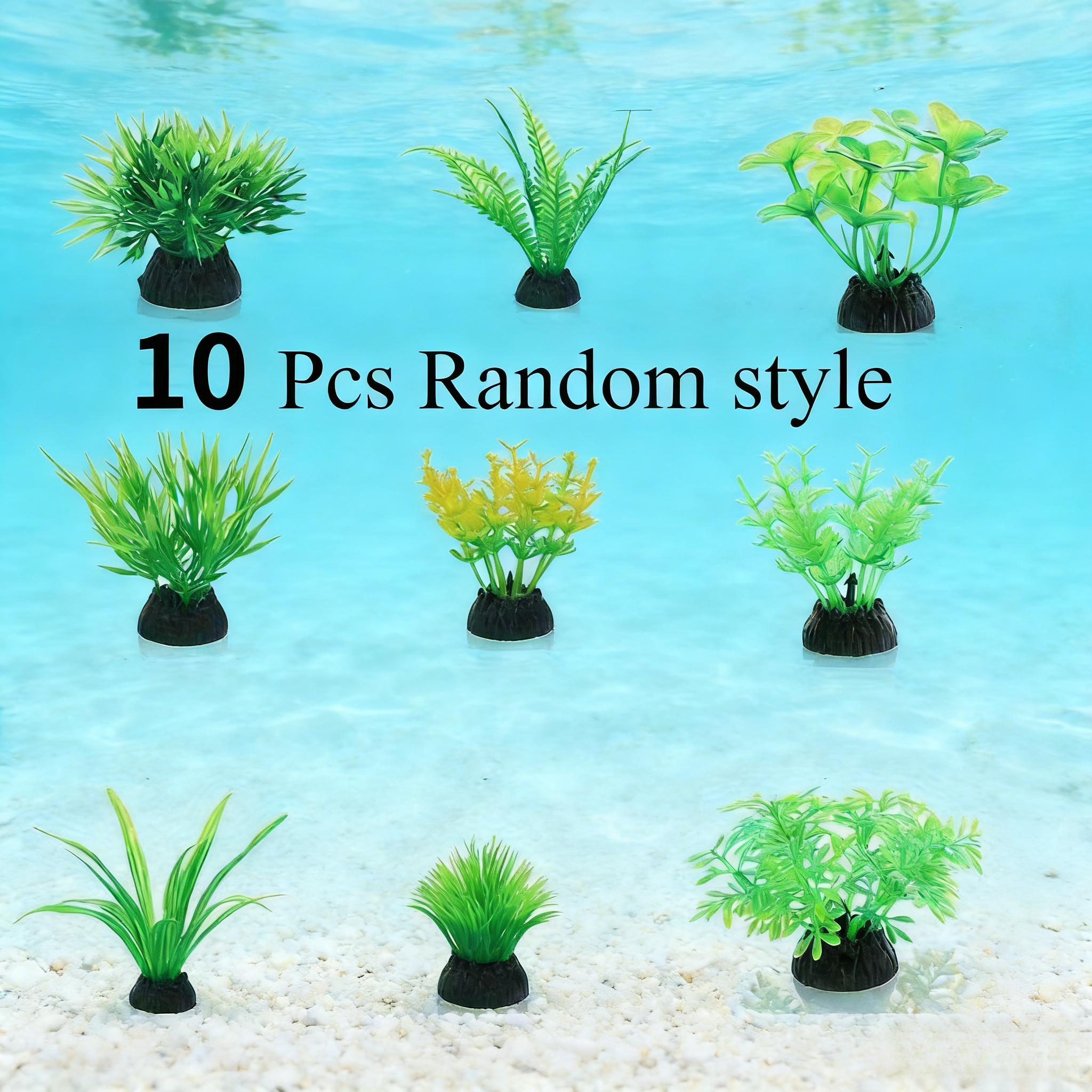 Aquarium Plant Display - 10 ชิ้น ต้นไม้ประดิษฐ์สีเขียวสำหรับตกแต่งตู้ปลา พลาสติก ตกแต่งตู้ปลา หญ้าประดิษฐ์